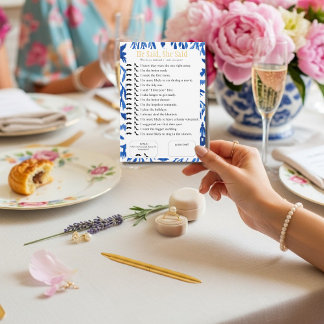 Invitation He Said, She Said Bridal shower Blue Game