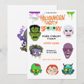 Invitation Head Horror Halloween Party  (Devant / Derrière)
