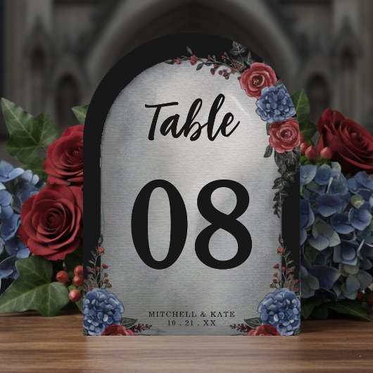 Invitation Headstone Floral Gothic Wedding Table Number