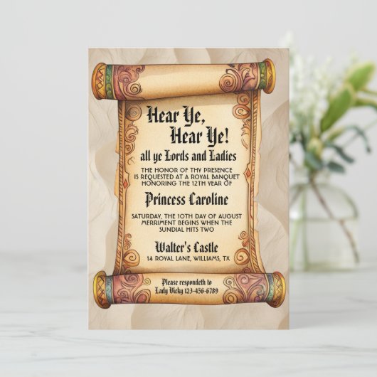 Invitation Hear Ye, Hear Ye! Medieval Royal Birthday (Debout devant)