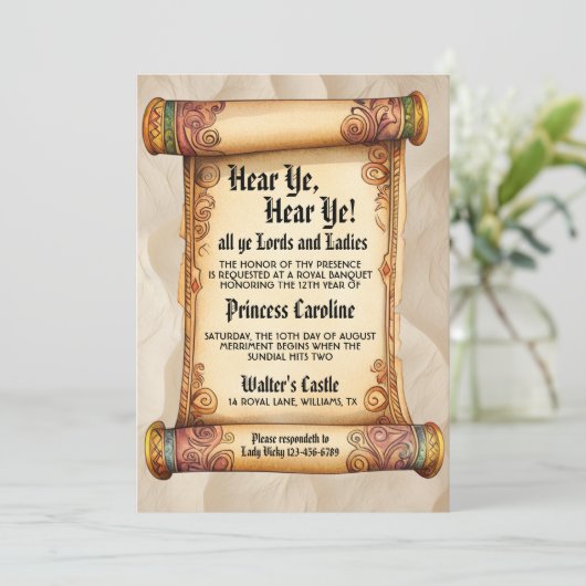 Invitation Hear Ye, Hear Ye! Medieval Royal Birthday (Debout devant)