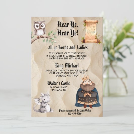 Invitation Hear Ye Medieval Renaissance Royal Birthday (Debout devant)