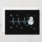 Invitation Hearbeat Nurse Snowman Noël (Devant / Derrière)