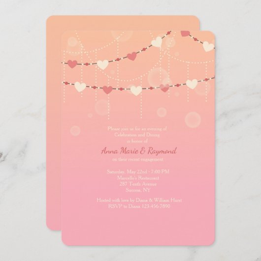 Invitation Heart Garland (Devant / Derrière)
