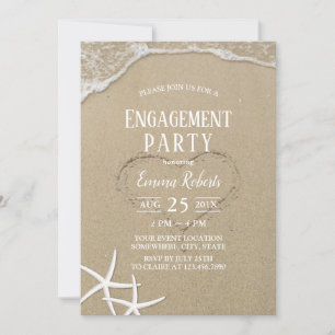 Invitation Heart in the Sand Beach Wedding Engagement Party
