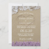 Invitation Heart in the Sand Lavender Floral Beach Wedding (Devant)