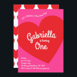 Invitation Heart Kids 1er Birthday Party Pink and Red<br><div class="desc">Ces adorables invitations aux fêtes d'anniversaire aux coeurs rouges et roses sont parfaites pour une Saint-Valentin ou une fête d'anniversaire !  Customisez le texte pour en faire les vôtres.  L'aspect et la sensation modernes sont parfaits pour célébrer votre petit qui aime les coeurs lors de son anniversaire !</div>