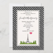 Invitation Heart Paris avec la tour Eiffel Fête d'anniversair (Devant)
