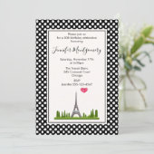 Invitation Heart Paris avec la tour Eiffel Fête d'anniversair (Debout devant)