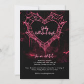 Invitation Heart Spider Web rose Gothique Filles Halloween (Devant)