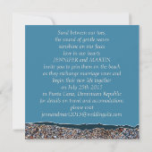 Invitation Heart Stone in Sand Blue Turquoise Beach Wedding (Dos)