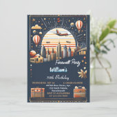 Invitation Heart Travel Surprise Globe Adieu 30e anniversaire (Debout devant)