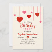 Invitation Heart Valentine Red Pink fête d'anniversaire (Devant)