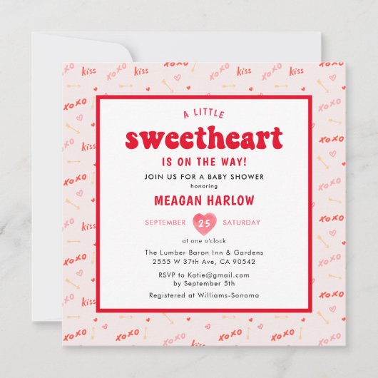 Invitation Heart Valentine's Day Février Baby shower (Devant)