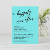 Invitation Hearts Script Aqua Réception Pour toujours heureux (Debout devant)
