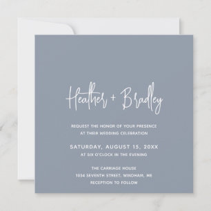 Invitation Heather Elegant Dusty Blue Minimal Mariage moderne