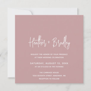 Invitation Heather Elegant Dusty Rose Minimal moderne Mariage