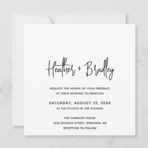 Invitation Heather Elegant noir blanc minimaliste Mariage mod