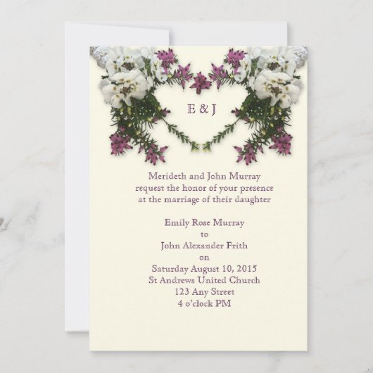 Invitation Heather et Heart (Devant)