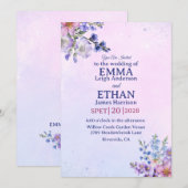 Invitation heather periwinkle plum lavender blue Wedding  (Devant / Derrière)