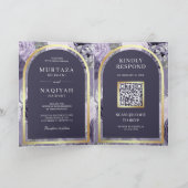 Invitation Heather Purple Floral QR Code Mariage musulman (Intérieur)