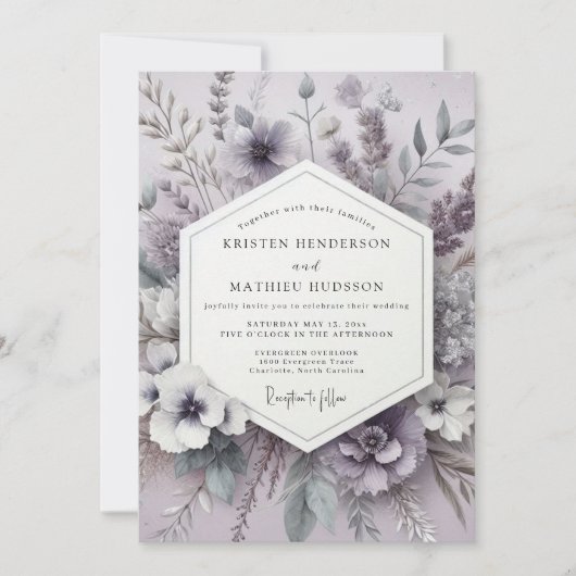 Invitation Heather Serene Meadow Wedding (Devant)