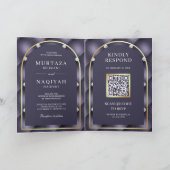 Invitation Heather violet Tuft QR Code Mariage musulman (Intérieur)