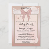 Invitation Heaven envoyé Angel Wing Girl Baby shower Invitati (Devant)