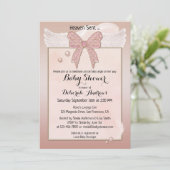 Invitation Heaven envoyé Angel Wing Girl Baby shower Invitati (Debout devant)