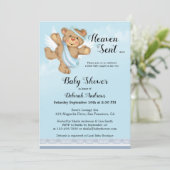 Invitation Heaven envoyé Angel Wings Boy Baby shower Invitati (Debout devant)