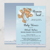 Invitation Heaven envoyé Angel Wings Boy Baby shower Invitati (Devant / Derrière)