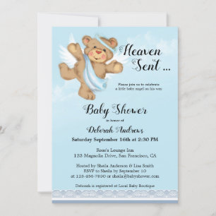 Invitation Heaven envoyé Angel Wings Boy Baby shower Invitati