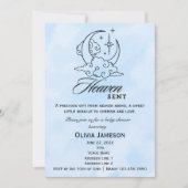 Invitation Heaven envoyé Baby shower Blue Moon Stars Invitati (Devant)