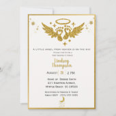 Invitation Heaven Sent Angel Gold Parties scintillant Baby sh (Devant)