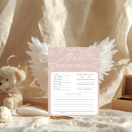 Invitation Heavenly Pink Baby Predictions & Advice Card