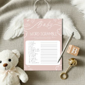 Invitation Heavenly pink Baby Word Scramble Game