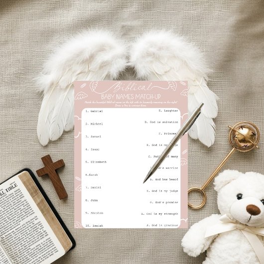 Invitation Heavenly Pink Biblical Baby Names Match-Up