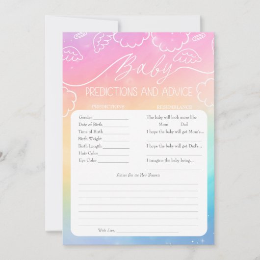 Invitation Heavenly Rainbow Baby Predictions & Advice Card (Devant)