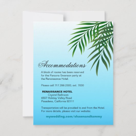 Invitation Hébergement de mariage sur la plage pour couple en (Dos)