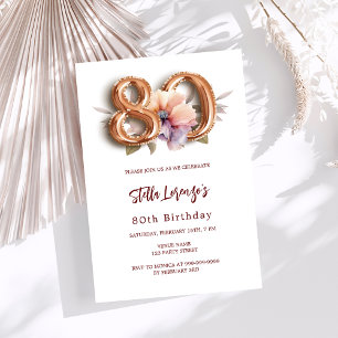 Invitation Hébergement de pêche en or blanc 80e anniversaire