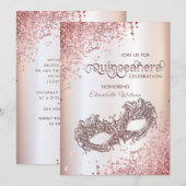Invitation Hébergement en diamant Masquerade Quinceañera or r (Devant / Derrière)