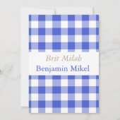 Invitation Hébreu Brit Milah Baby Boy Jewish Blue (Dos)