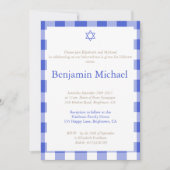 Invitation Hebrew Brit Shalom Baby Boy Nommant Juif Blue (Devant)