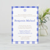 Invitation Hebrew Brit Shalom Baby Boy Nommant Juif Blue (Debout devant)
