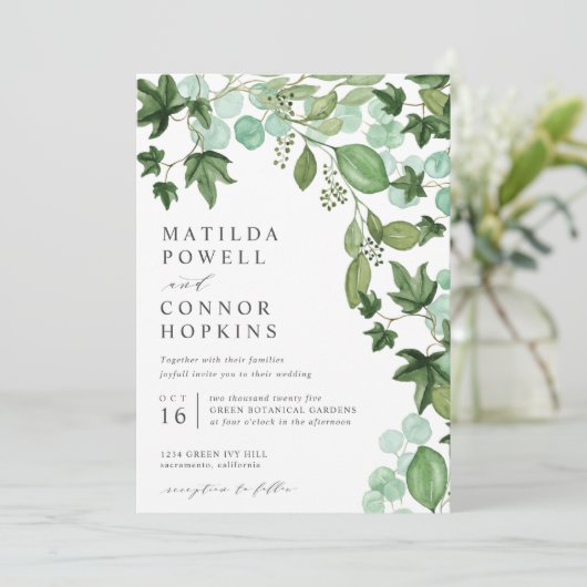 Invitation Hedera | IVY Eucalyptus Mariage botanique moderne (Debout devant)