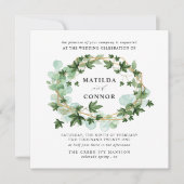 Invitation Hedera | Mariage botanique à cadre de lierre gris (Devant)