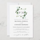 Invitation Hedera Monogram | Ivy Eucalyptus Mariage botanique (Devant)