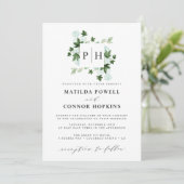 Invitation Hedera Monogram | Ivy Eucalyptus Mariage botanique (Debout devant)