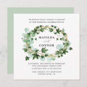Invitation Hedera   Sage Ivy Frame Mariage botanique