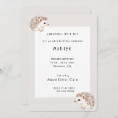 Invitation Hedgehog Animal Birthday   (Devant / Derrière)